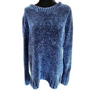 Orvis Women’s Chenille Sweater Dark Blue Crew Neck Long Sleeve Sz Medium Soft